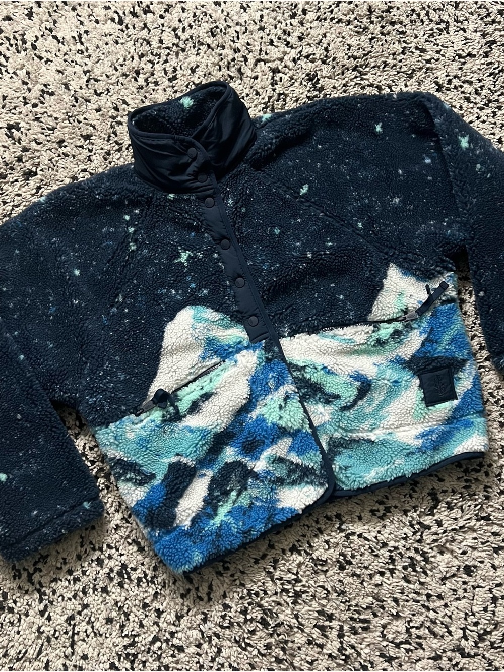 Free People FP Movement Hit The Slopes Fleece Navy Blue Snow Mountain Medium - Picture 3 of 15